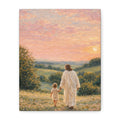 Jesus Walking With a Child Canvas Print Christian Wall Art Matte Canvas Faith Filled Landscape Artwork