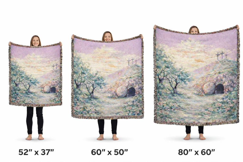 "Because He Lives, Hope Remains" Christian Throw—  Resurrection Garden Woven Blanket